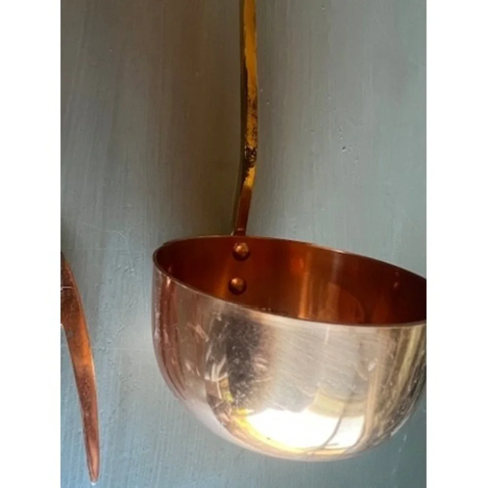 Vintage Copper Brass Kitchen Utensil Set 5pc Korea Patina Rustic Wall Rack